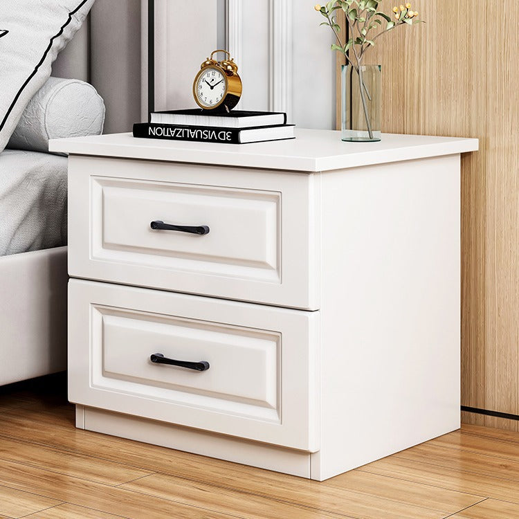 Modern Simplicity Rectangular Slab Solid Wood Nightstand 2-Drawer For Bedroom