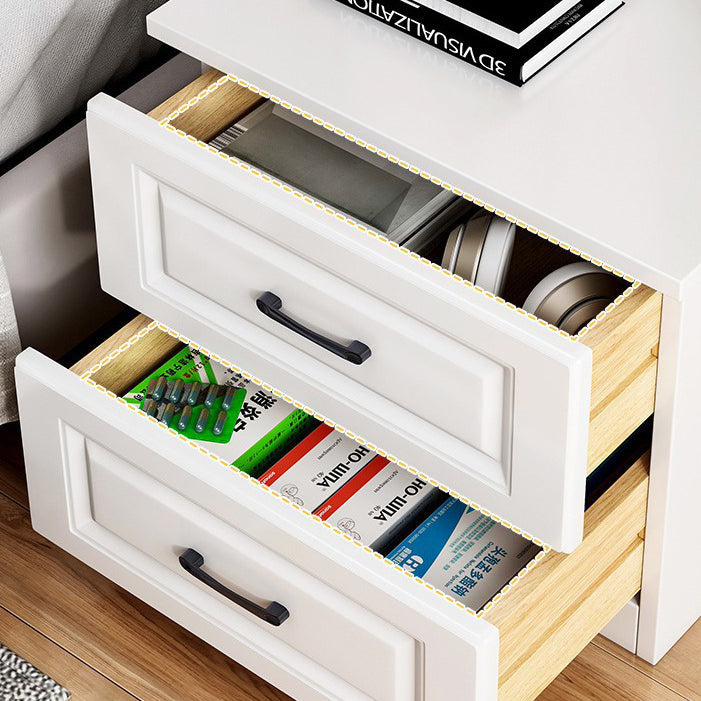 Modern Simplicity Rectangular Slab Solid Wood Nightstand 2-Drawer For Bedroom