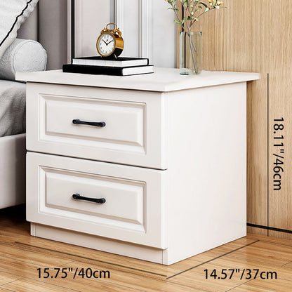 Modern Simplicity Rectangular Slab Solid Wood Nightstand 2-Drawer For Bedroom