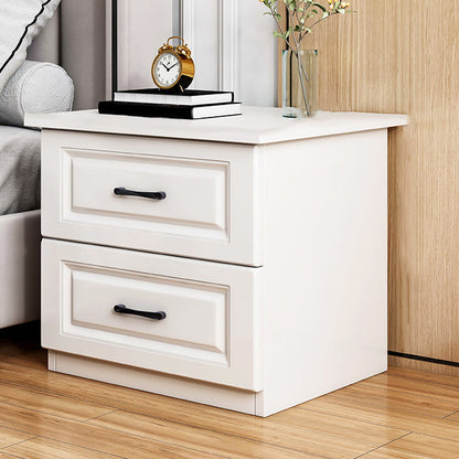 Modern Simplicity Rectangular Slab Solid Wood Nightstand 2-Drawer For Bedroom