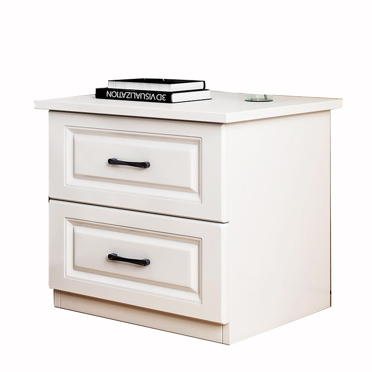 Modern Simplicity Rectangular Slab Solid Wood Nightstand 2-Drawer For Bedroom