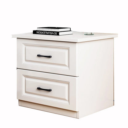 Modern Simplicity Rectangular Slab Solid Wood Nightstand 2-Drawer For Bedroom