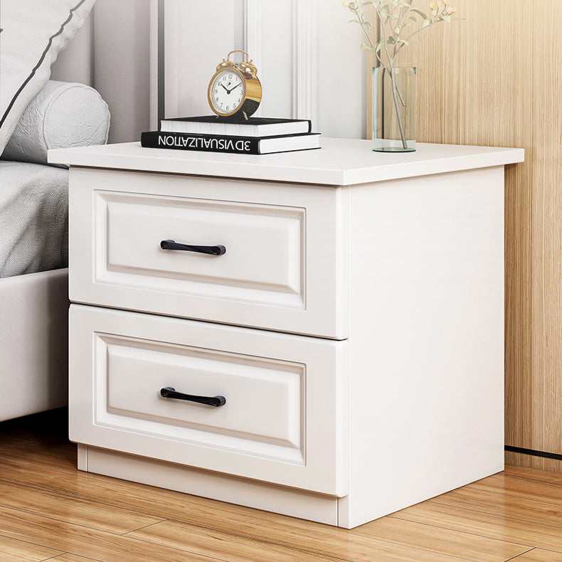 Modern Simplicity Rectangular Slab Solid Wood Nightstand 2-Drawer For Bedroom