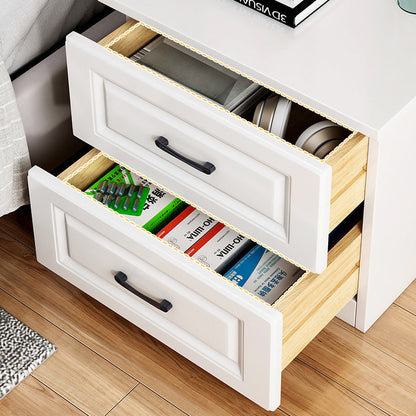 Modern Simplicity Rectangular Slab Solid Wood Nightstand 2-Drawer For Bedroom