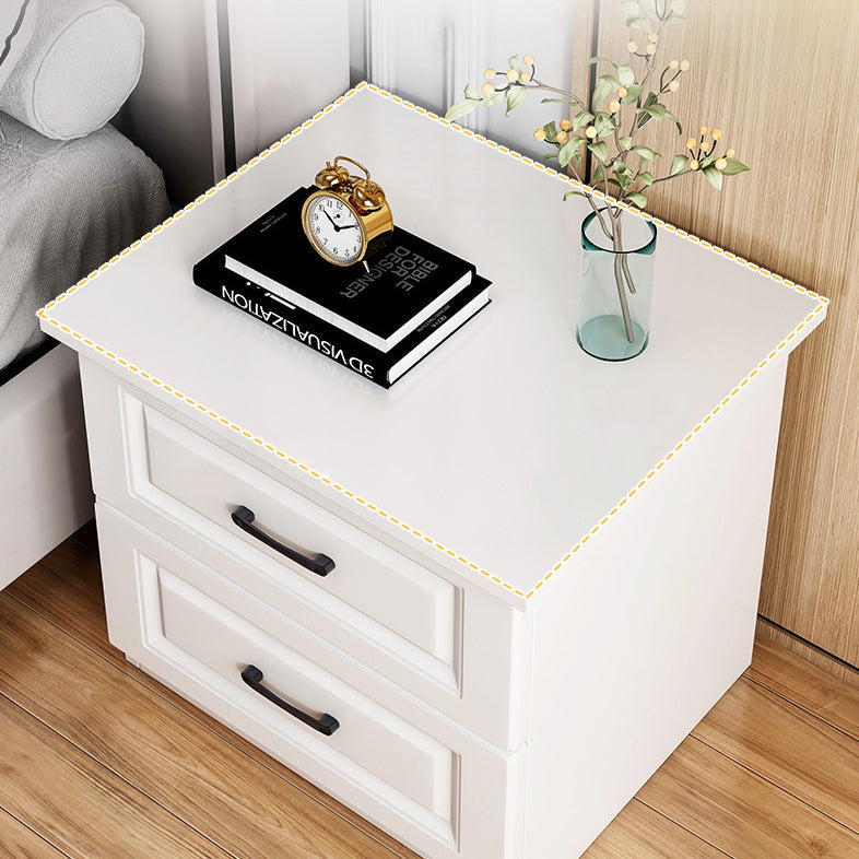 Modern Simplicity Rectangular Slab Solid Wood Nightstand 2-Drawer For Bedroom
