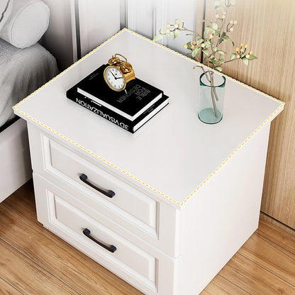Modern Simplicity Rectangular Slab Solid Wood Nightstand 2-Drawer For Bedroom