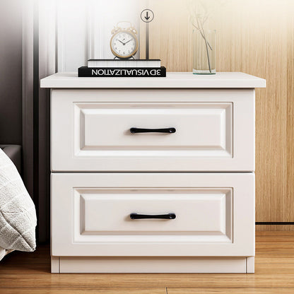 Modern Simplicity Rectangular Slab Solid Wood Nightstand 2-Drawer For Bedroom