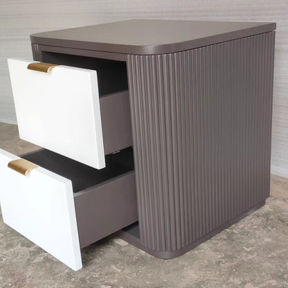 Contemporary Coastal Rectangular Solid Wood Metal Nightstand 2-Drawer For Bedroom