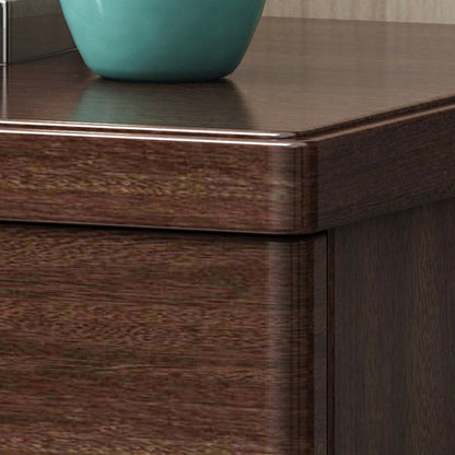 Traditional Chinese Rectangular Solid Wood Brass Nightstand 2-Drawer For Bedroom