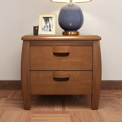 Modern Mid-Century Rectangular Solid Wood Nightstand 2-Drawer For Bedroom