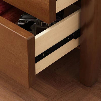 Modern Mid-Century Rectangular Solid Wood Nightstand 2-Drawer For Bedroom