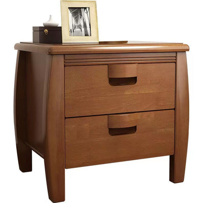 Modern Mid-Century Rectangular Solid Wood Nightstand 2-Drawer For Bedroom