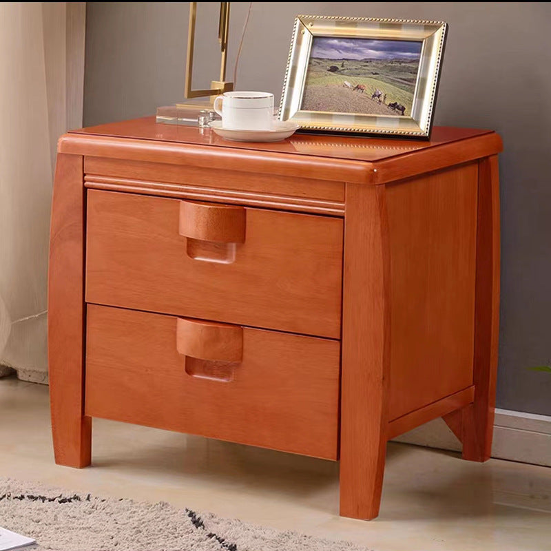 Modern Mid-Century Rectangular Solid Wood Nightstand 2-Drawer For Bedroom