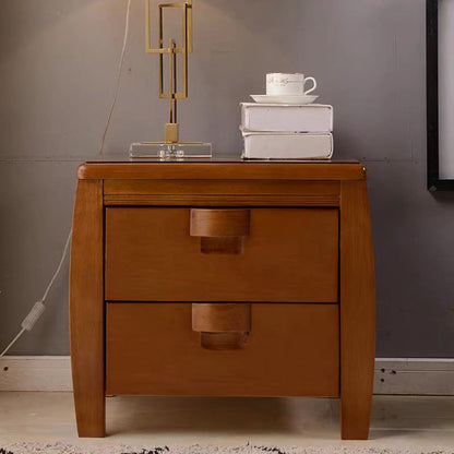 Modern Mid-Century Rectangular Solid Wood Nightstand 2-Drawer For Bedroom