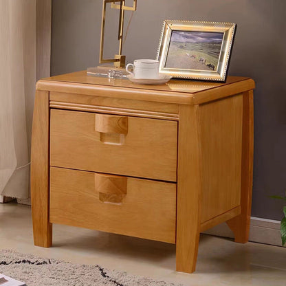Modern Mid-Century Rectangular Solid Wood Nightstand 2-Drawer For Bedroom