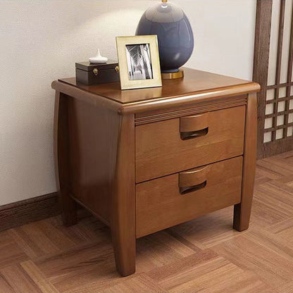 Modern Mid-Century Rectangular Solid Wood Nightstand 2-Drawer For Bedroom