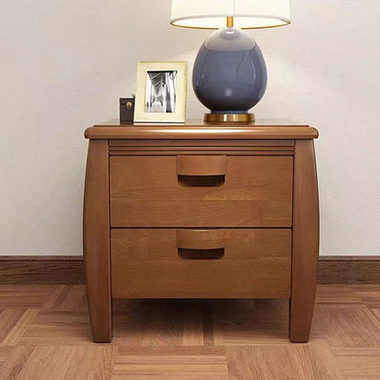 Modern Mid-Century Rectangular Solid Wood Nightstand 2-Drawer For Bedroom
