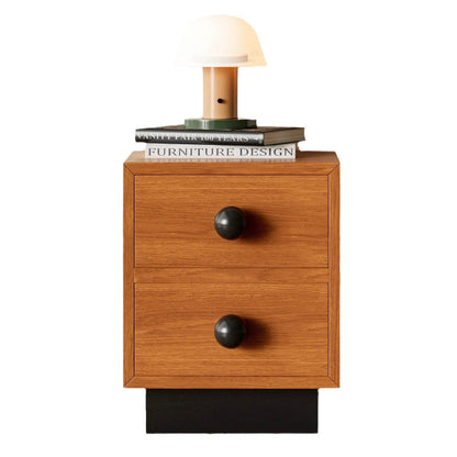 Modern Mid-Century Square Tabletop Solid Wood Nightstand 2-Drawer For Bedroom