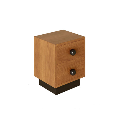 Modern Mid-Century Square Tabletop Solid Wood Nightstand 2-Drawer For Bedroom