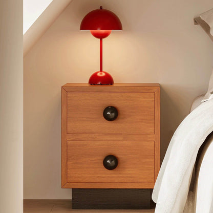 Modern Mid-Century Square Tabletop Solid Wood Nightstand 2-Drawer For Bedroom