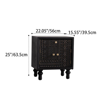 Contemporary Retro Rectangular Tabletop Solid Wood Metal 1-Cabinet For Bedroom