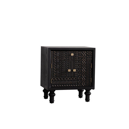 Contemporary Retro Rectangular Tabletop Solid Wood Metal 1-Cabinet For Bedroom