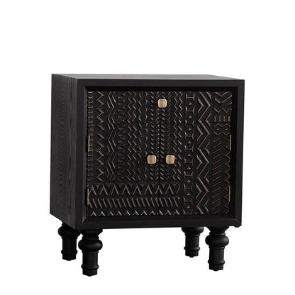 Contemporary Retro Rectangular Tabletop Solid Wood Metal 1-Cabinet For Bedroom
