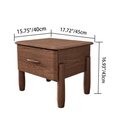 Modern Mid-Century Rectangular Tabletop Ash Wood Nightstand 1-Drawer For Bedroom