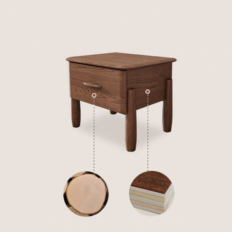 Modern Mid-Century Rectangular Tabletop Ash Wood Nightstand 1-Drawer For Bedroom