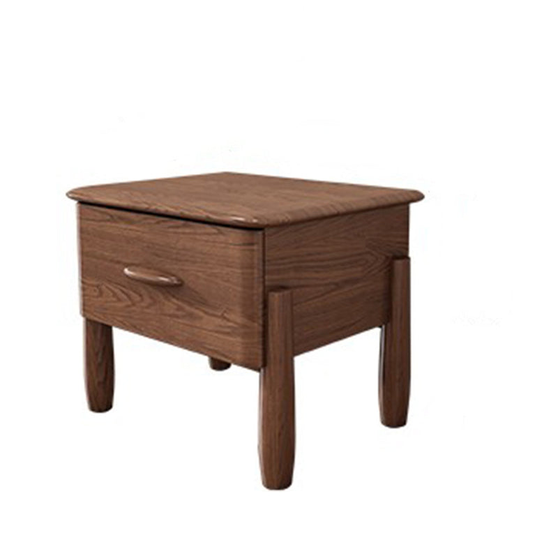 Modern Mid-Century Rectangular Tabletop Ash Wood Nightstand 1-Drawer For Bedroom