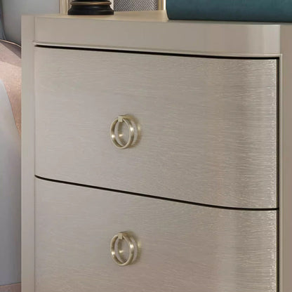 Contemporary Boho Rectangular Tabletop Solid Wood Copper Nightstand 2-Drawer For Bedroom