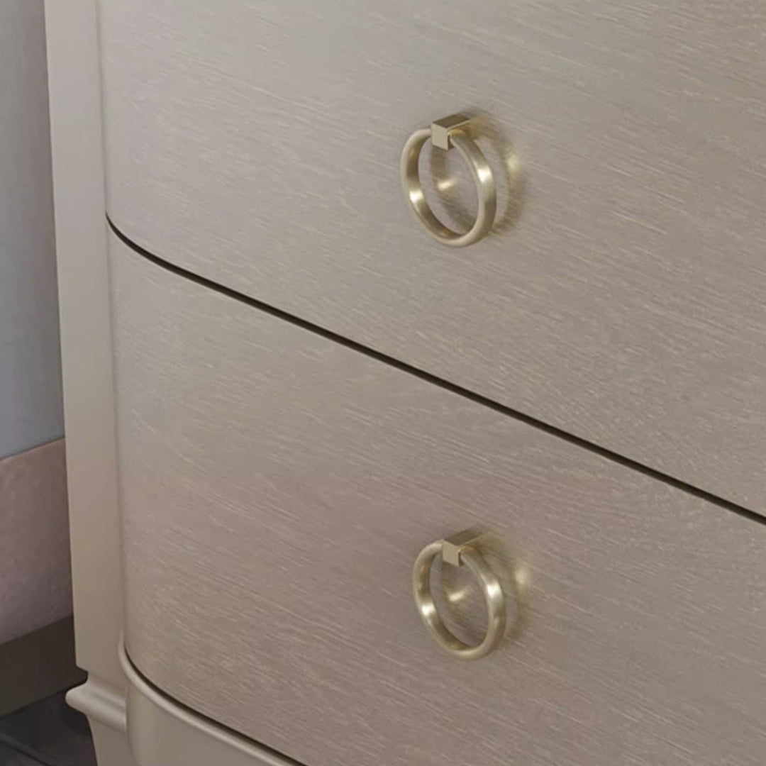 Contemporary Boho Rectangular Tabletop Solid Wood Copper Nightstand 2-Drawer For Bedroom