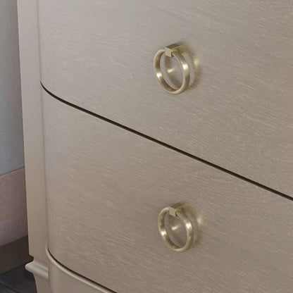 Contemporary Boho Rectangular Tabletop Solid Wood Copper Nightstand 2-Drawer For Bedroom