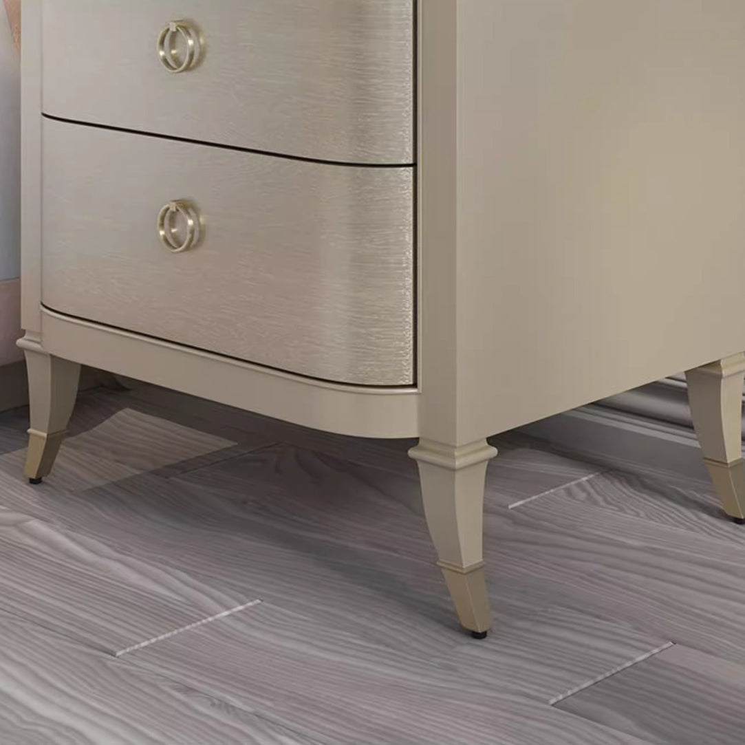 Contemporary Boho Rectangular Tabletop Solid Wood Copper Nightstand 2-Drawer For Bedroom