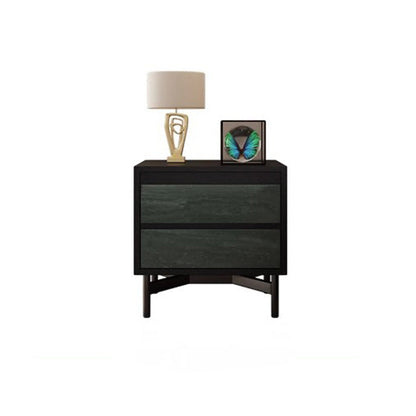 Modern Shabby Chic Removable Rectangular Tabletop Solid Wood Copper Carbon Steel Nightstand 2-Drawer For Bedroom