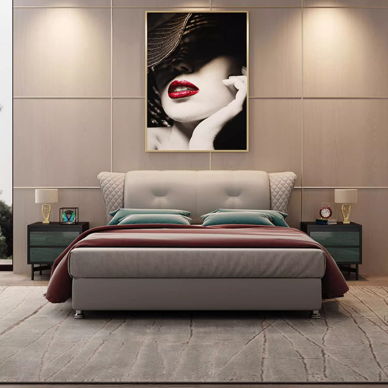 Modern Shabby Chic Removable Rectangular Tabletop Solid Wood Copper Carbon Steel Nightstand 2-Drawer For Bedroom