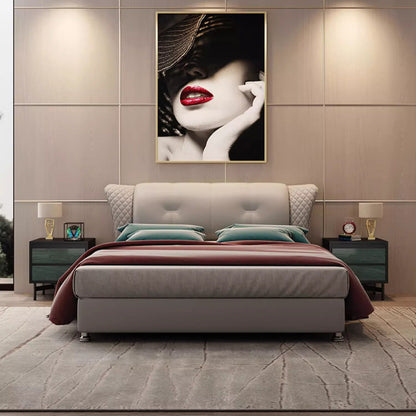 Modern Shabby Chic Removable Rectangular Tabletop Solid Wood Copper Carbon Steel Nightstand 2-Drawer For Bedroom