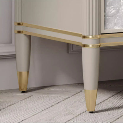 Modern Luxury Champagne Gold Rectangular Tabletop Solid Wood Metal Shell 2-Drawer For Bedroom