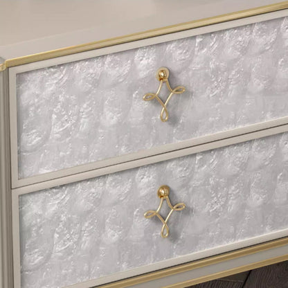 Modern Luxury Champagne Gold Rectangular Tabletop Solid Wood Metal Shell 2-Drawer For Bedroom