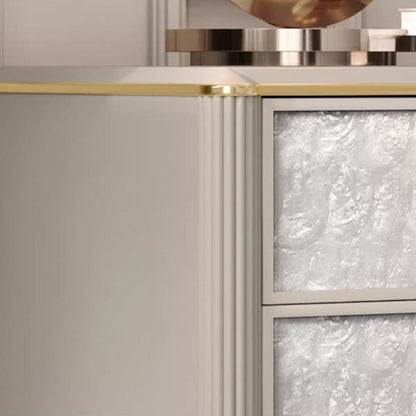 Modern Luxury Champagne Gold Rectangular Tabletop Solid Wood Metal Shell 2-Drawer For Bedroom