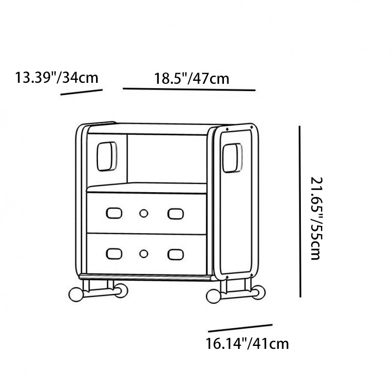 Modern Mid-Century Romantic Rectangular Tabletop Solid Wood Stainless Steel Nightstand 2-Drawer For Bedroom