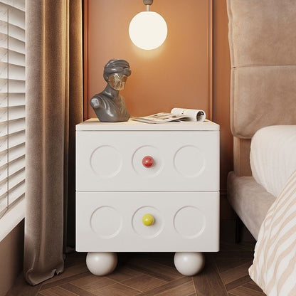 Modern Transitional Square Solid Wood Black Nightstand 2-Drawer With Ball Feet For Bedroom