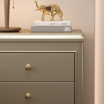 Traditional French Panels Champagne Gold Nightstand With Cabriole Legs 2-Drawer For Bedroom