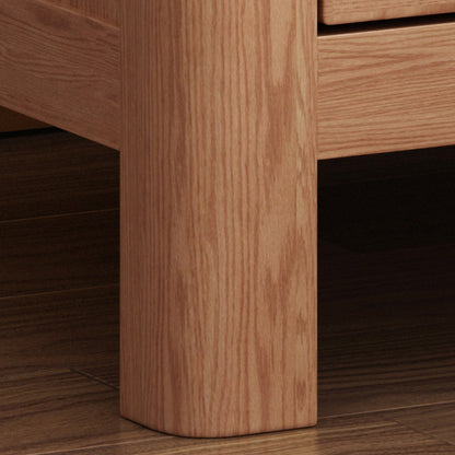 Contemporary Scandinavian Rectangular Tabletop Oak Wood Nightstand 2-Drawer For Bedroom