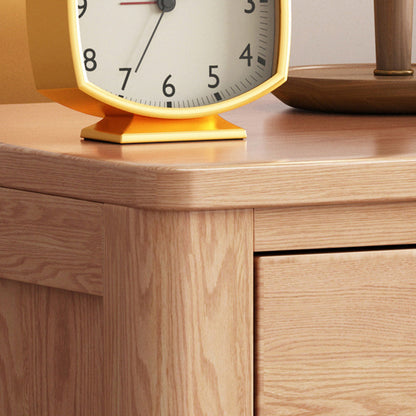 Contemporary Scandinavian Rectangular Tabletop Oak Wood Nightstand 2-Drawer For Bedroom
