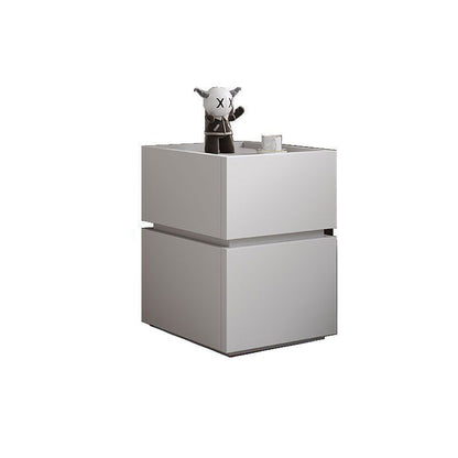 Modern Luxury Ultra Narrow Rectangular Tabletop Solid Wood Nightstand 2-Drawer For Bedroom