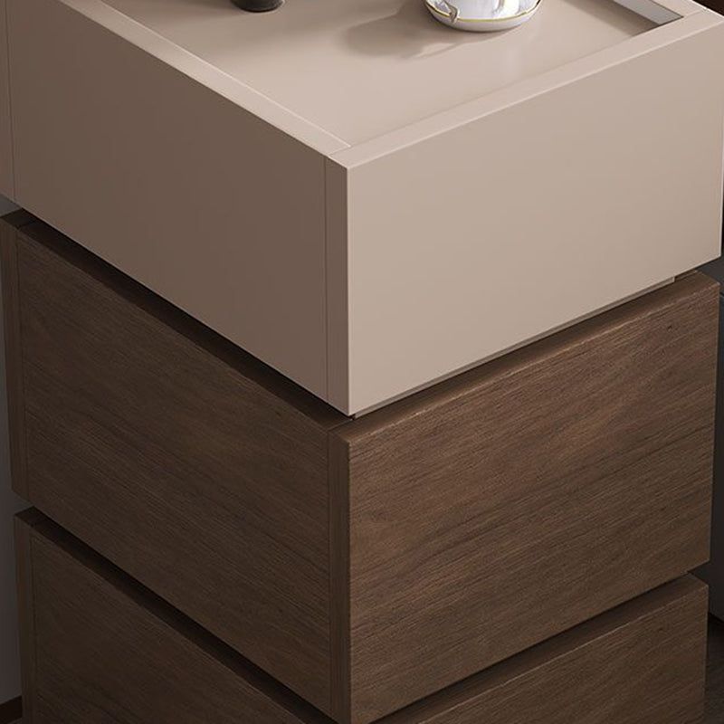 Modern Luxury Ultra Narrow Rectangular Tabletop Solid Wood Nightstand 2-Drawer For Bedroom