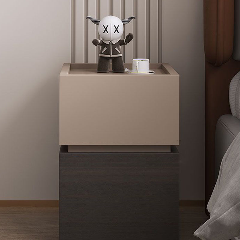 Modern Luxury Ultra Narrow Rectangular Tabletop Solid Wood Nightstand 2-Drawer For Bedroom
