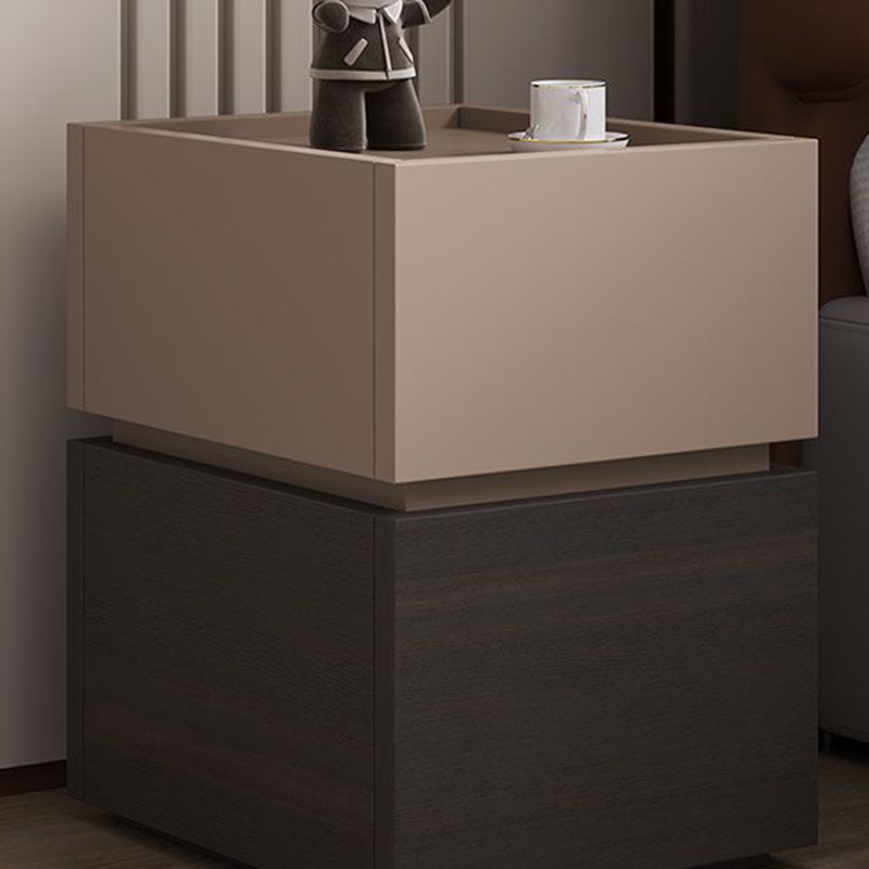 Modern Luxury Ultra Narrow Rectangular Tabletop Solid Wood Nightstand 2-Drawer For Bedroom