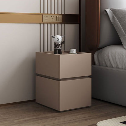 Modern Luxury Ultra Narrow Rectangular Tabletop Solid Wood Nightstand 2-Drawer For Bedroom